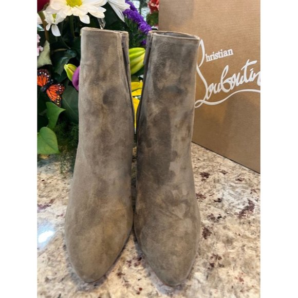 Christian Louboutin So Eleonor Velour Ankle Boots in Silex Gray EU:37.5/US:7.5 - Picture 4 of 12